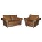 Zeitgenössisches 2-Sitzer Sofa aus Braunem Leder & Passendem Sessel, 2er Set 1