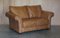 Contemporary Tan Brown Leather Two Seat Sofa & Matching Armchair, Set of 2 2