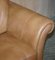 Contemporary Tan Brown Leather Two Seat Sofa & Matching Armchair, Set of 2 5