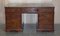 Large Burr Elm Green Leather Top Twin Pedestal Partner Desk Part Suite, Image 2