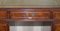 Large Burr Elm Green Leather Top Twin Pedestal Partner Desk Part Suite, Image 5