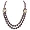 Halskette aus Roségold und Silber mit Diamanten, Amethysten, Bergkristallblumen und kleinen Perlen 1