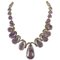 Rose Gold and Silver Drop Necklace with Amethyst and Diamonds 1