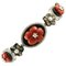 White Gold Bracelet with Little Diamonds Onyx Stones Red Corals and Little Pearls 1