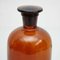 Antike bernsteinfarbene Apothekerflasche aus Glas mit Deckel 5