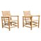 Sessel aus Holz und Schilfrohr im Stil von Charlotte Perriand, 2er Set 1