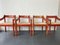 Red Carmimate Carver Chairs by Vico Magistretti, Set of 4 1