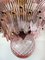 Italienischer Kronleuchter aus Muranoglas mit rosa Blättern 14