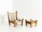 Set of Netherland Easy Chair in Pinewood & Canvas with Stool by John De Haard for Gebroeders Jonkers Noordwolde 1