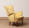 Slim 'Samsas' Style Swedish Lime Green Velvet Lounge Chair by Carl Malmsten 1
