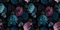 Marinavorontsova, Nahtloses mit Blumenmuster, mehrfarbige Glowers Pfingstrosen auf einem schwarzen Hintergrund, Fotopapier 1