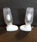 Vintage White Plastic Bedside Lamps with Clear Relief Glass Screen, 1980s, Set of 2 1
