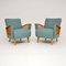 Vintage Swedish Teal & Beech Armchairs, 1960s, Set of 2 1