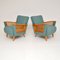 Vintage Swedish Teal & Beech Armchairs, 1960s, Set of 2 2