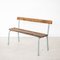 Vintage Iron & Brown Wood School Bench 5