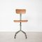 Industrial Iron & Brown Wood Adjustable Chair 16