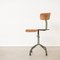 Industrial Iron & Brown Wood Adjustable Chair 15