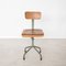Industrial Iron & Brown Wood Adjustable Chair 19