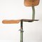 Industrieller Verstellbarer Stuhl aus Eisen & Braunem Holz 14