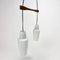 Danish Teak and White Glass Hanging Lamp, 1950s, Image 6