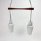 Danish Teak and White Glass Hanging Lamp, 1950s 3