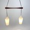 Danish Teak and White Glass Hanging Lamp, 1950s 7