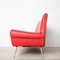 Mid-Century Red & Brass 3-Seat Sofa 9