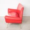 Divano Mid-Century a tre posti rosso e ottone, Immagine 2