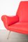 Mid-Century Red & Brass 3-Seat Sofa, Image 5