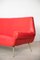 Mid-Century Red & Brass 3-Seat Sofa 8