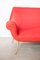 Mid-Century Red & Brass 3-Seat Sofa 18