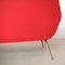 Mid-Century Red & Brass 3-Seat Sofa 19