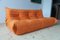 Mid-Century Orange Microfiber Togo 2-Seat & 3-Seat Sofa Set by Michel Ducaroy for Ligne Roset, 1970s, Set of 2 3