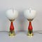 Vintage Italian Brass & Frosted Glass Lamps, 1960s, Set of 2, Image 4