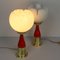 Vintage Italian Brass & Frosted Glass Lamps, 1960s, Set of 2 5