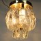 Lámpara de techo vintage de metal y cristal dorado de Kalmar, Imagen 4
