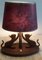 Table Lamp with Oval Teak Base, 2 Cats on Metal Scratching Post & Red Printed Oval Cardboard Shade, 1970s 5