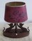 Table Lamp with Oval Teak Base, 2 Cats on Metal Scratching Post & Red Printed Oval Cardboard Shade, 1970s, Image 4