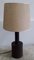 Lámpara de mesa en forma de botella con base de teca torneada y pantalla de tela con bisagras, años 70, Imagen 1