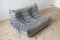 Set of Grey Velvet Togo Pouf and 2-Seat Sofa by Michel Ducaroy for Ligne Roset, Image 4