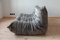 Set of Grey Velvet Togo Pouf and 2-Seat Sofa by Michel Ducaroy for Ligne Roset, Image 6
