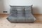 Set of Grey Velvet Togo Pouf and 2-Seat Sofa by Michel Ducaroy for Ligne Roset, Image 9