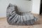 Set of Grey Velvet Togo Pouf and 2-Seat Sofa by Michel Ducaroy for Ligne Roset, Image 5