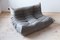 Gray Leather Togo Sofa and Pouf Set by Michel Ducaroy for Ligne Roset, 1970s, Set of 2 9