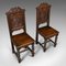 Antique English Gothic Revival Carved Oak Hall Chairs, Set of 2, Image 8
