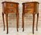 French Walnut Demilune Bedside Tables or Nightstands with 2 Drawers, Set of 2, Image 1