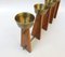Scandinavian Teak & Brass 5-Fold Candleholder, 1960s 13