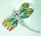 Dragonfly Pendant or Brooch in Ruby, Enamel, Silver, and White Stones 1