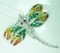 Dragonfly Pendant or Brooch in Ruby, Enamel, Silver, and White Stones, Image 1