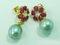 Silver Ruby Earrings witth Cultured Pearls, Set of 2 1
